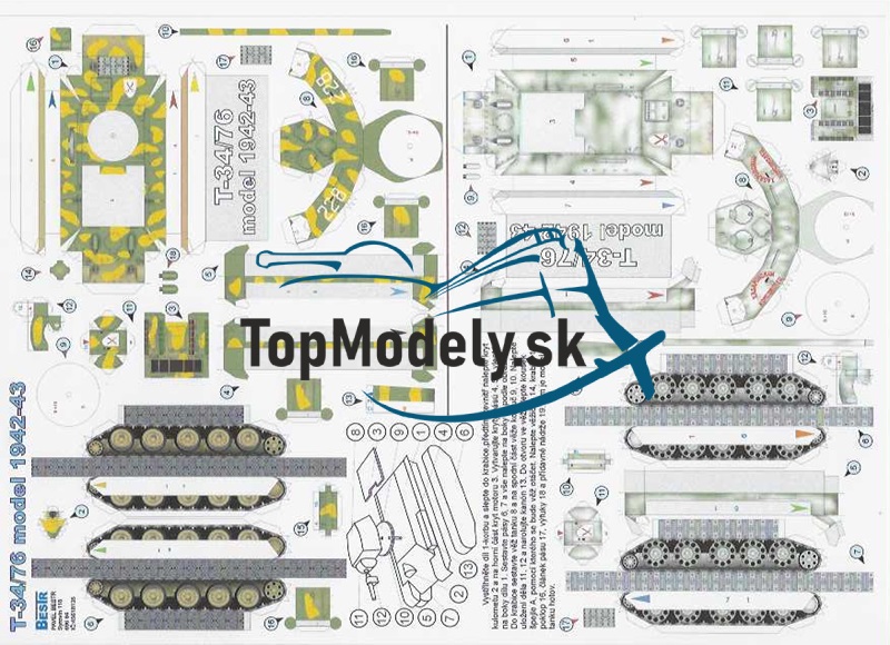 Jednoduchý model určený pre začínajúcich modelárov. Papierový model obsahuje 6x T-3476 Model 1942-43 a model 1943  a je tlačený atramentovou tlačou na 3 stranách A4.